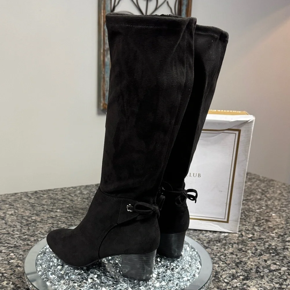 Charter Club Women's tall fabric Black Boots NWT 5.5